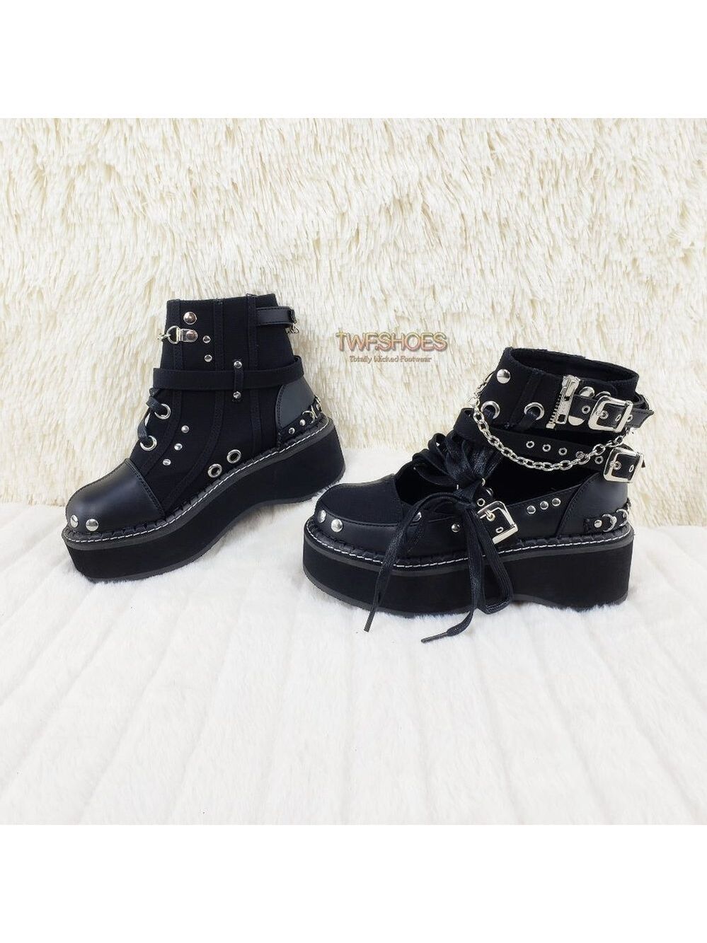 Emily Cut Out Platform Sandal Boots Goth Punk Ankle Boots - Picture 1 of 15